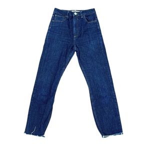 ASOS Denim High-Rise Dark Wash Raw Frayed Hem Jeans